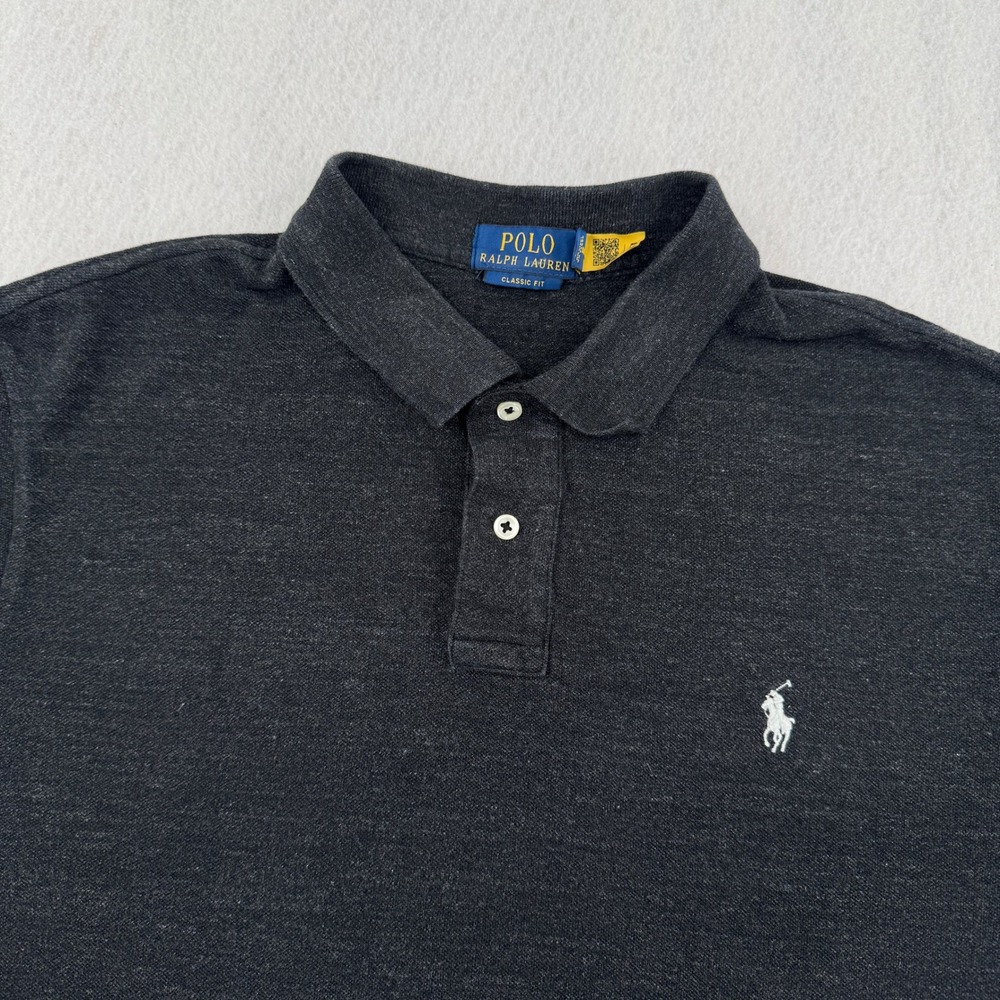 Polo Ralph Lauren Men XL Classic Fit Gray Heather Short Sleeve Polo Shirt Preppy
